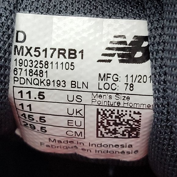 New Balance 517 V1 Men's Cross Training Grey/Red Shoes MX517RB1 US Size 11.5 - Picture 8 of 8